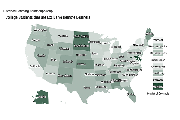 screenshot of distance learning map